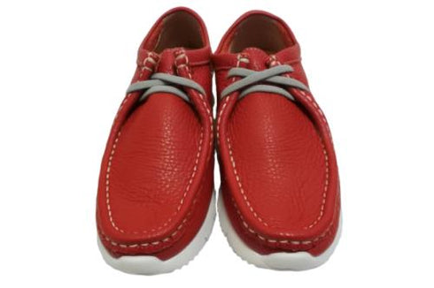 【arui_toe 3590 レッド】本革コンフォートモカシン靴紐シューズ