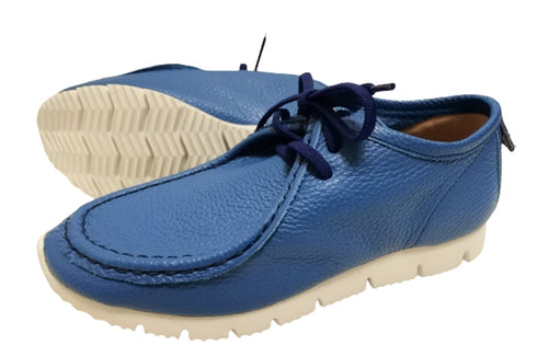 【arui_toe 3590 ターコイズ】本革コンフォートモカシン靴紐シューズ