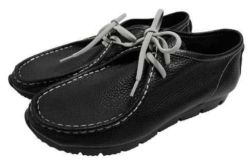 【arui_toe 3590BL ブラック】本革コンフォートモカシン靴紐シューズ