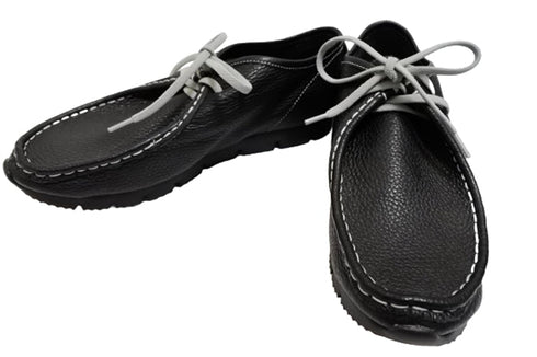 【arui_toe 3590BL ブラック】本革コンフォートモカシン靴紐シューズ
