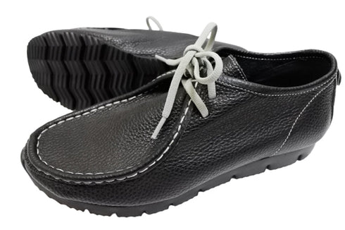 【arui_toe 3590BL ブラック】本革コンフォートモカシン靴紐シューズ