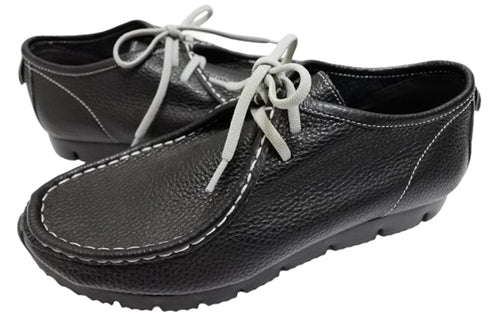 【arui_toe 3590BL ブラック】本革コンフォートモカシン靴紐シューズ