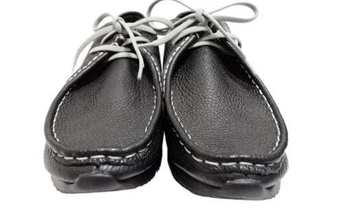 【arui_toe 3590BL ブラック】本革コンフォートモカシン靴紐シューズ