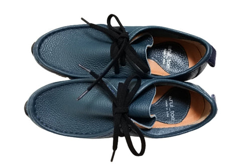 【arui_toe 3590BL ブルー】本革コンフォートモカシン靴紐シューズ