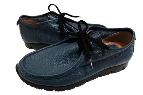 【arui_toe 3590BL ブルー】本革コンフォートモカシン靴紐シューズ