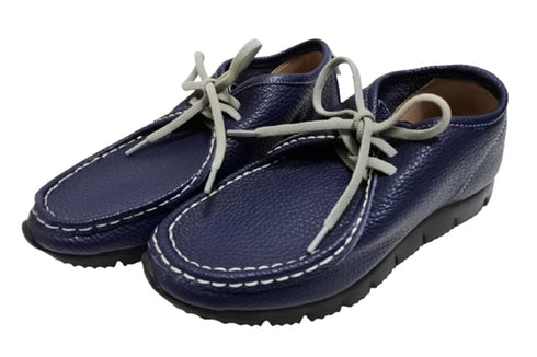 【arui_toe 3590BL ネイビー】本革コンフォートモカシン靴紐シューズ