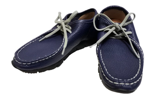【arui_toe 3590BL ネイビー】本革コンフォートモカシン靴紐シューズ