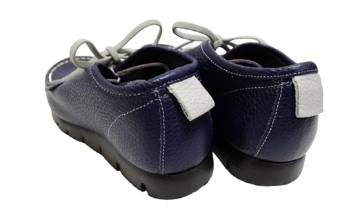 【arui_toe 3590BL ネイビー】本革コンフォートモカシン靴紐シューズ