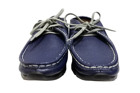 【arui_toe 3590BL ネイビー】本革コンフォートモカシン靴紐シューズ