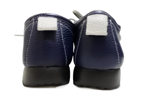 【arui_toe 3590BL ネイビー】本革コンフォートモカシン靴紐シューズ