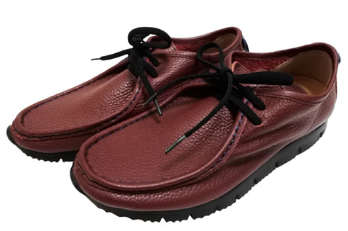 【arui_toe 3590BL ワイン】本革コンフォートモカシン靴紐シューズ