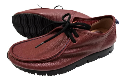 【arui_toe 3590BL ワイン】本革コンフォートモカシン靴紐シューズ