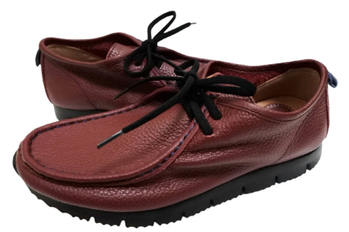 【arui_toe 3590BL ワイン】本革コンフォートモカシン靴紐シューズ