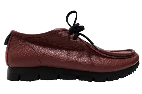 【arui_toe 3590BL ワイン】本革コンフォートモカシン靴紐シューズ