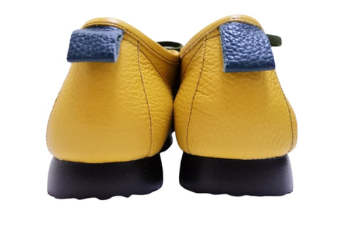 【arui_toe 3590BL イエロー】本革コンフォートモカシン靴紐シューズ