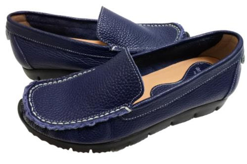 【arui_toe 3950BL ネイビー】本革コンフォートスリッポン