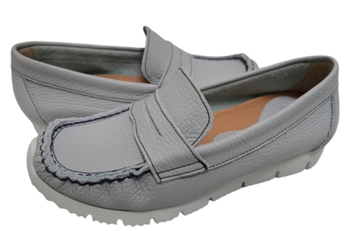 【arui_toe 39512 アイスグレー】本革コンフォートローファー