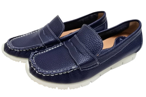 【arui_toe 39512 ネイビー】本革コンフォートローファー