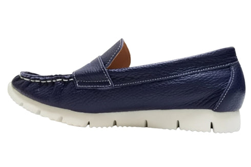 【arui_toe 39512 ネイビー】本革コンフォートローファー