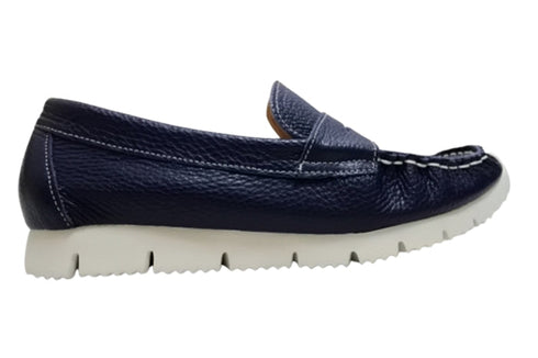 【arui_toe 39512 ネイビー】本革コンフォートローファー