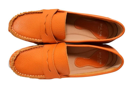 【arui_toe 39512 オレンジ】本革コンフォートローファー