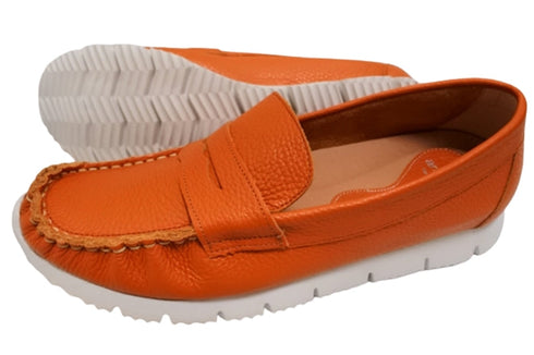 【arui_toe 39512 オレンジ】本革コンフォートローファー