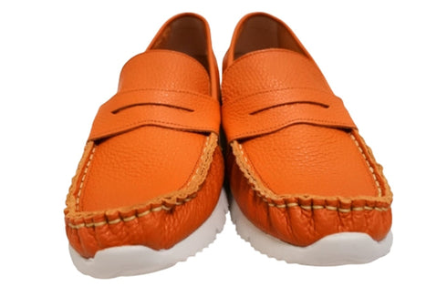 【arui_toe 39512 オレンジ】本革コンフォートローファー
