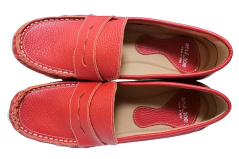 【arui_toe 39512 レッド】本革コンフォートローファー