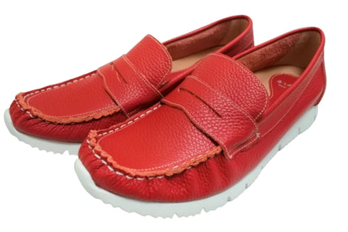 【arui_toe 39512 レッド】本革コンフォートローファー