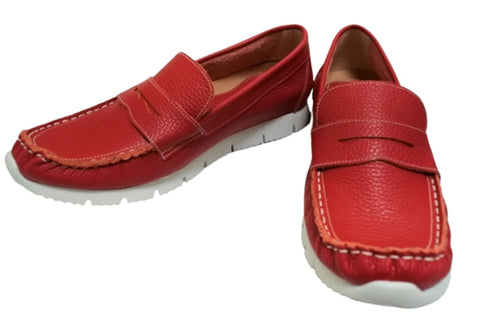 【arui_toe 39512 レッド】本革コンフォートローファー