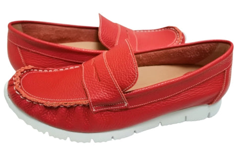 【arui_toe 39512 レッド】本革コンフォートローファー