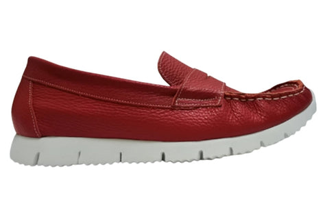 【arui_toe 39512 レッド】本革コンフォートローファー