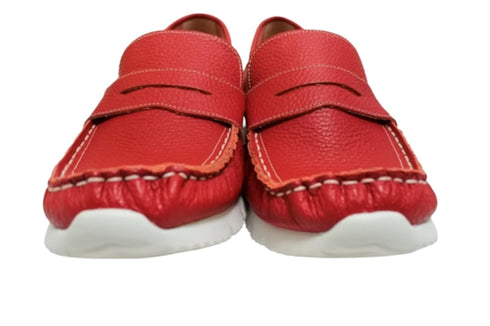 【arui_toe 39512 レッド】本革コンフォートローファー