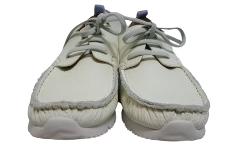 【arui_toe 3955 オフホワイト】本革コンフォートモカシンデッキシューズ