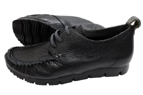 【arui_toe 3955BL ブラック】本革コンフォートモカシンデッキシューズ