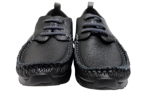 【arui_toe 3955BL ブラック】本革コンフォートモカシンデッキシューズ