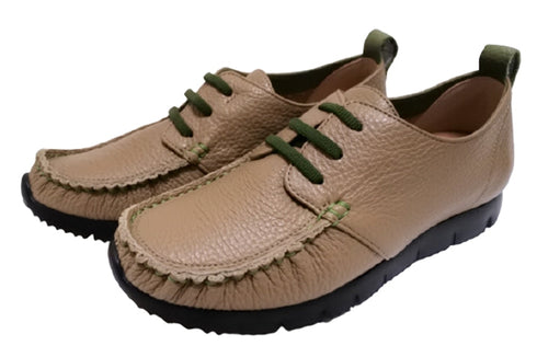 【arui_toe 3955BL グレージュ】本革コンフォートモカシンデッキシューズ