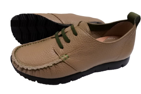 【arui_toe 3955BL グレージュ】本革コンフォートモカシンデッキシューズ