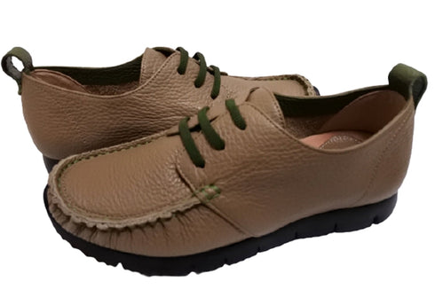 【arui_toe 3955BL グレージュ】本革コンフォートモカシンデッキシューズ