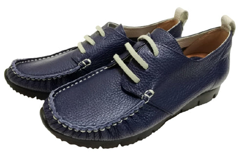 【arui_toe 3955BL ネイビー】本革コンフォートモカシンデッキシューズ
