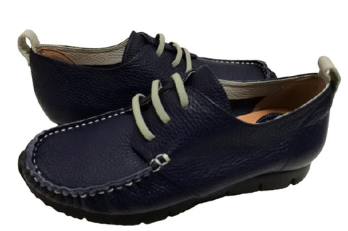 【arui_toe 3955BL ネイビー】本革コンフォートモカシンデッキシューズ