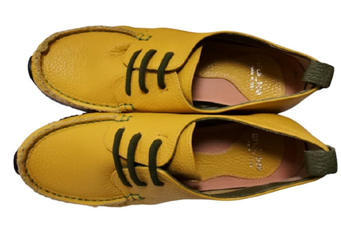 【arui_toe 3955BL イエロー】本革コンフォートモカシンデッキシューズ