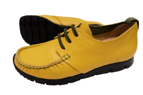 【arui_toe 3955BL イエロー】本革コンフォートモカシンデッキシューズ