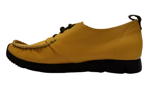 【arui_toe 3955BL イエロー】本革コンフォートモカシンデッキシューズ