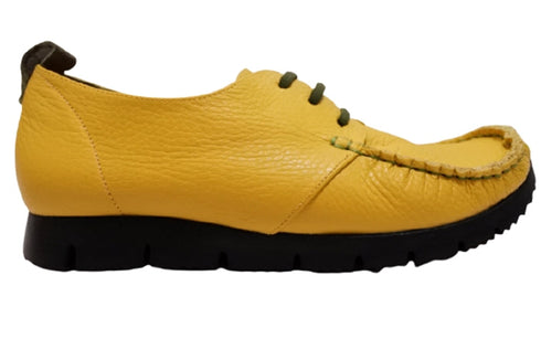 【arui_toe 3955BL イエロー】本革コンフォートモカシンデッキシューズ