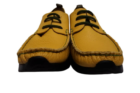 【arui_toe 3955BL イエロー】本革コンフォートモカシンデッキシューズ