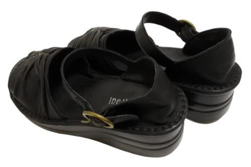 【インコルジェ 4038 ブラック】ふんわりギャザーサンダル