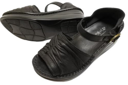 【インコルジェ 4038 ブラック】ふんわりギャザーサンダル