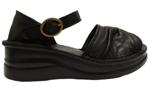 【インコルジェ 4038 ブラック】ふんわりギャザーサンダル