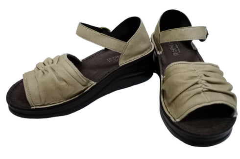 【インコルジェ 4038 グレージュ】ふんわりギャザーサンダル